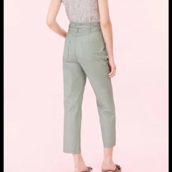 La Vie Rebecca Taylor Sage Green Tie Front Paperbag Waist Pants Size 27 - Picture 2 of 11